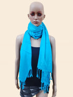 Rastogi Handicraft Large Pashmina Shawls & Wraps for Women Extra Soft Cashmere Feel Throw Womens Size 83 X 30 Inches, Turquoise Shawl, 83 X 30
