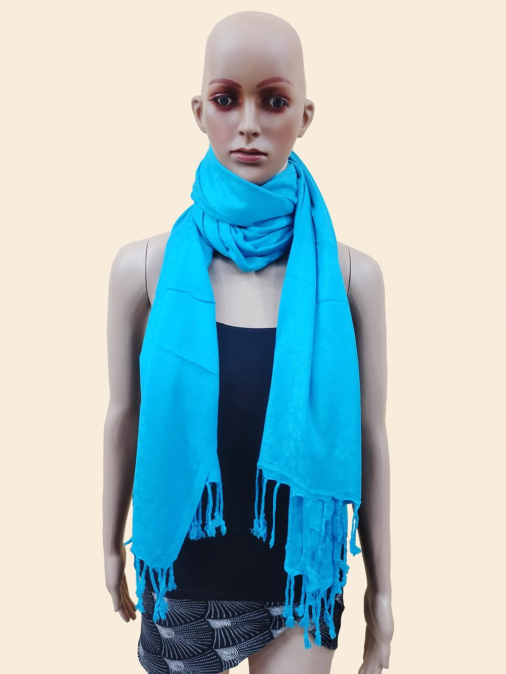 Rastogi Handicraft Large Pashmina Shawls & Wraps for Women Extra Soft Cashmere Feel Throw Womens Size 83 X 30 Inches, Turquoise Shawl, 83 X 30