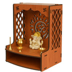 Anchara Wooden Temple for Home | Handcrafted Pooja Mandir | Wall Mounted Mandir for Pooja Room | Small Home Temple for Ram, Krishna, Ganesh, Sai Baba Size (H- 15.5, L- 11.5, W-11 Inch)