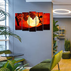 VIBECRAFTS 5 Pieces African Sunset Canvas Wall Painting For Home|Office|Living Room|Gift (PTVC5Pcs2_6514)