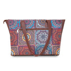 ZOUK Multicolour Mandala Printed Jute Handcrafted Vegan Leather Women's Multicolor Structured Tote Bag