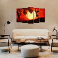 VIBECRAFTS 5 Pieces African Sunset Canvas Wall Painting For Home|Office|Living Room|Gift (PTVC5Pcs2_6514)