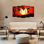 VIBECRAFTS 5 Pieces African Sunset Canvas Wall Painting For Home|Office|Living Room|Gift (PTVC5Pcs2_6514)