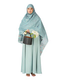 ANAApparels ANA Khansa Blue Green Floral Dupatta | 92 x 42 Inches – Premium Mulmul Cotton | Lace Border | Lightweight, Soft & Breathable