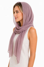 YOUR SMILE for Women Lightweight Breathable Solid Color Soft Chiffon Long Fashion Scarves Sunscreen Shawls (Taro)