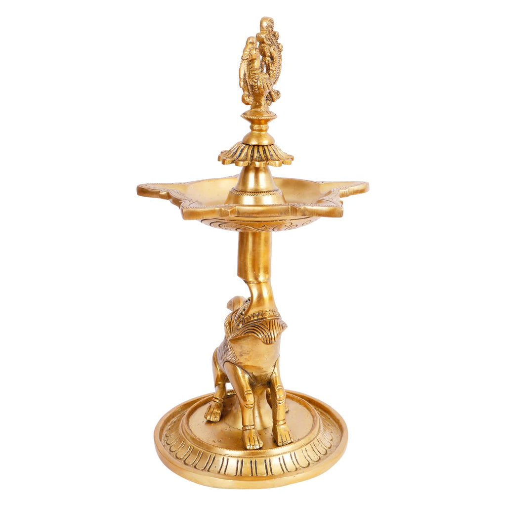 Artvarko Peacock Diya Table Oil Lamp Brass Traditional Handmade Designer Lamp for Temples Puja Festival Gifts & Home Décor Height: 12 Inch