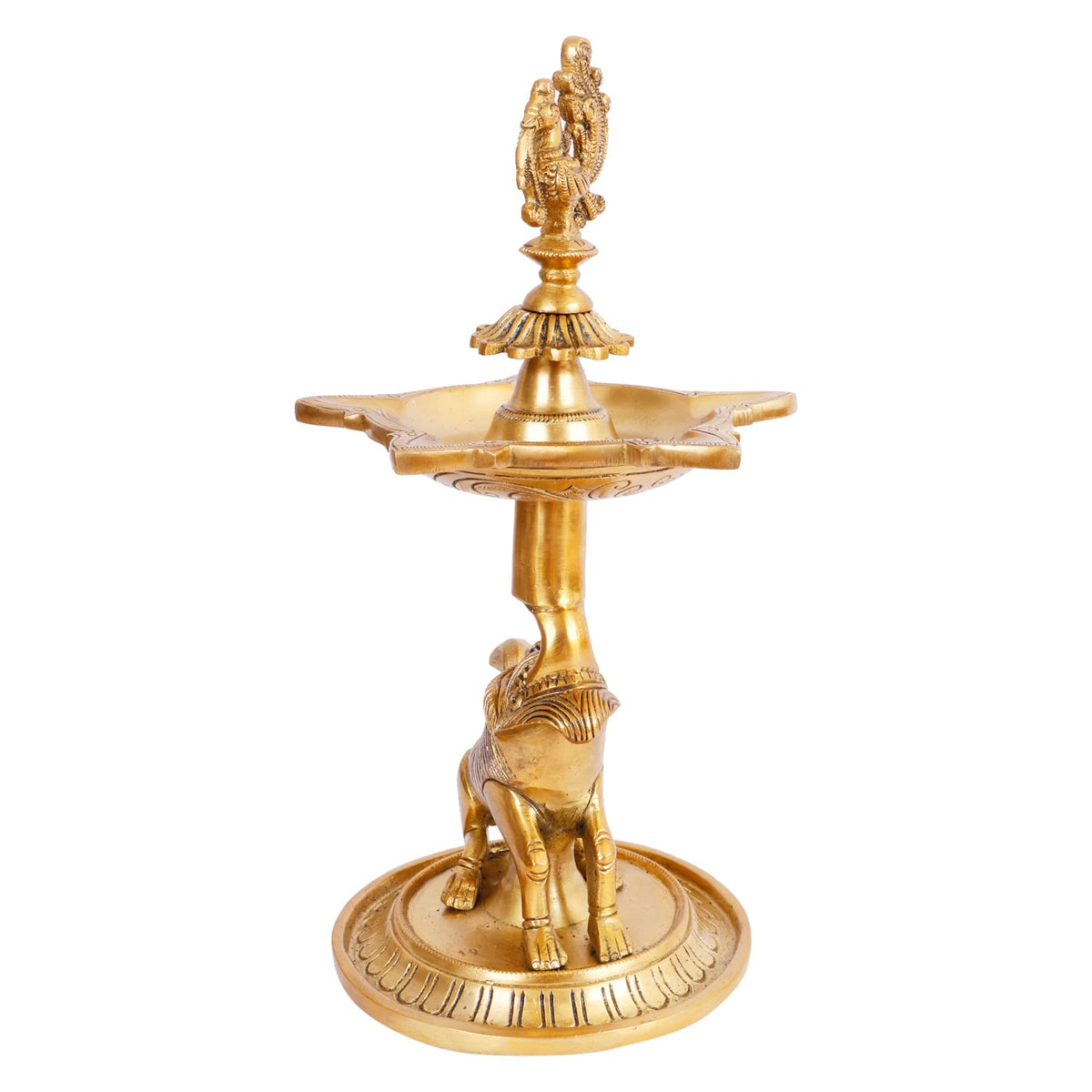 Artvarko Peacock Diya Table Oil Lamp Brass Traditional Handmade Designer Lamp for Temples Puja Festival Gifts & Home Décor Height: 12 Inch