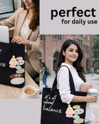 MASQ Premium ToteBag for Women with Zipper | Embroidered Foldable Shoulder Bag with Multiple Pockets | Spacious Handbag for College & Office | Eco-Friendly & Reusable