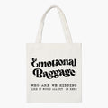The Korhean Store Unisex-Adult Emotional Baggage Aesthetic Eco-Friendly Tote Bag For College, Travelling, Shopping, Office, Beach & Daily Use, Ecofriendly & Reusable, Premium Canvas Cotton (White)