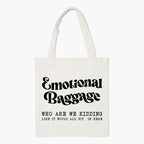 The Korhean Store Unisex-Adult Emotional Baggage Aesthetic Eco-Friendly Tote Bag For College, Travelling, Shopping, Office, Beach & Daily Use, Ecofriendly & Reusable, Premium Canvas Cotton (White)