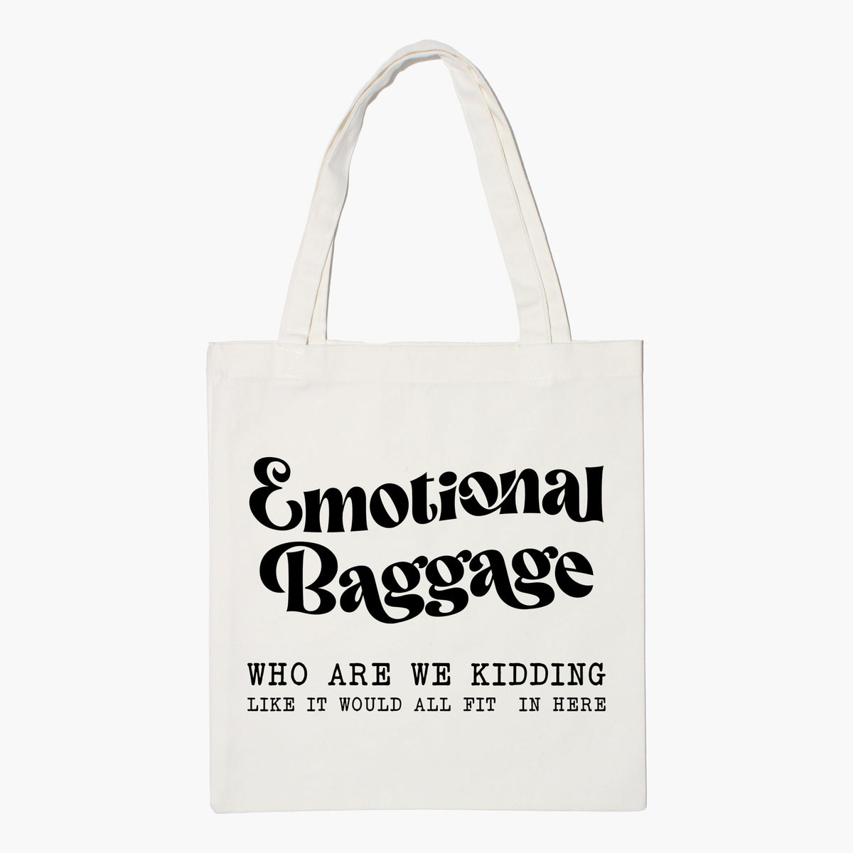 The Korhean Store Unisex-Adult Emotional Baggage Aesthetic Eco-Friendly Tote Bag For College, Travelling, Shopping, Office, Beach & Daily Use, Ecofriendly & Reusable, Premium Canvas Cotton (White)