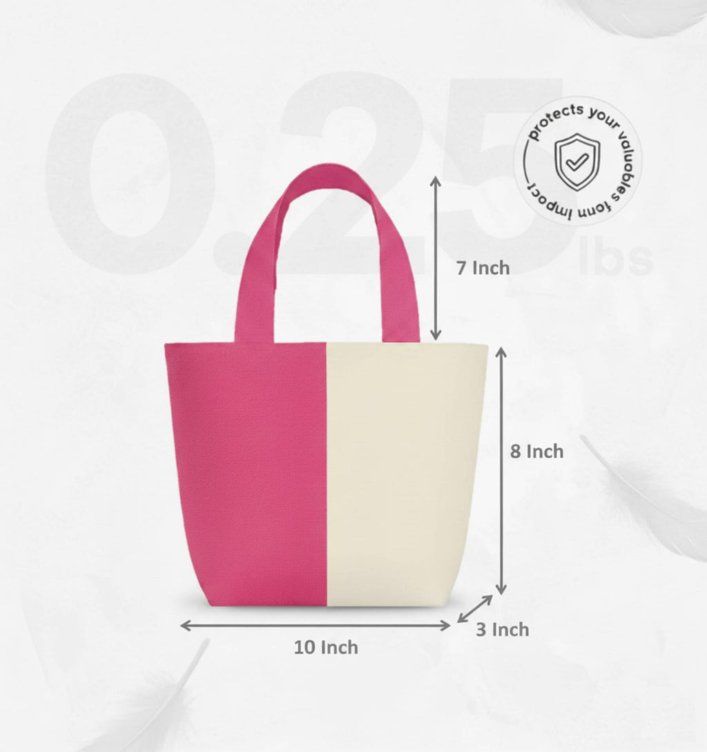 Lify Canvas Mini Tote Bag for Women | Small Handbag Purse with Zipper & Inner Pocket | Lightweight Cotton Canvas Craft Bag for Daily Use, Travel, Shopping & Gifting (1 Piece) (Dark Pink(Rani))