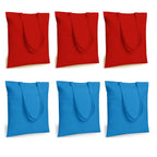 Lify Cotton Canvas Tote Unisex Shopping Bags Shopping Bag for Crafts, Heavy Duty, Washable, Eco-Friendly Canvas Multipurpose Grocery Bag Reusable Grocery Bag - Red 3 Piece, Blue 3 Piece x (Pack of 6)