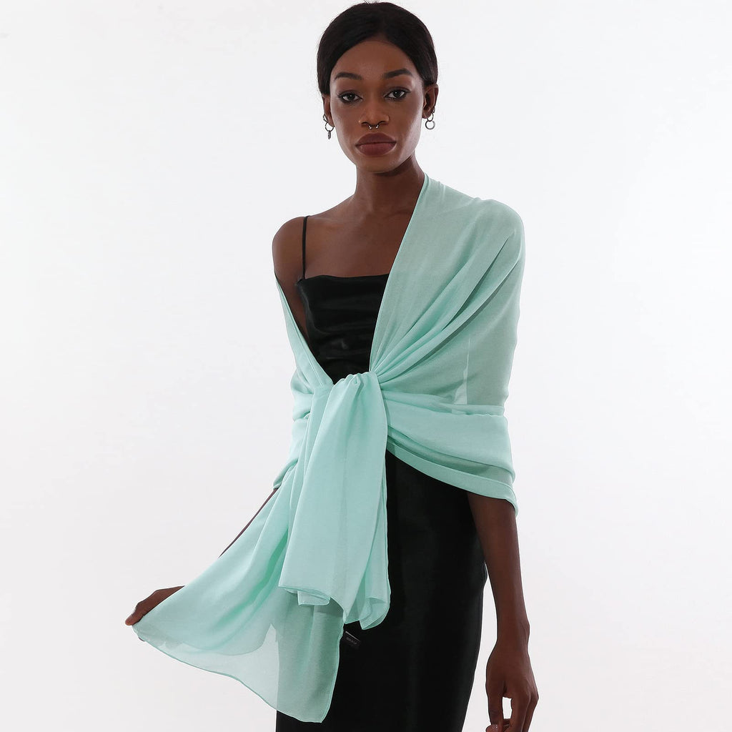 RUI VTRON Womens Scarf Pashmina Shawls and Wraps for Evening Dresses Like Chiffon Silk Scarf for Bridal Wedding, Turquoise, Large