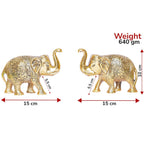 KridayKraft Metal Elephant Statue Medium Size Gold Polish 2 pcs Set for Showpiece Your Home,Office Table & Gift Article,Animal Decorative Showpiece Figurines..., Animal