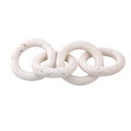 SAUDEEP INDIA Elegant 4-Link Marble Chain Link Knot- Modern Coffee Table Decor Items- Bookshelf Home Decor, Table Decorations for Living Room or Office(Circle White)