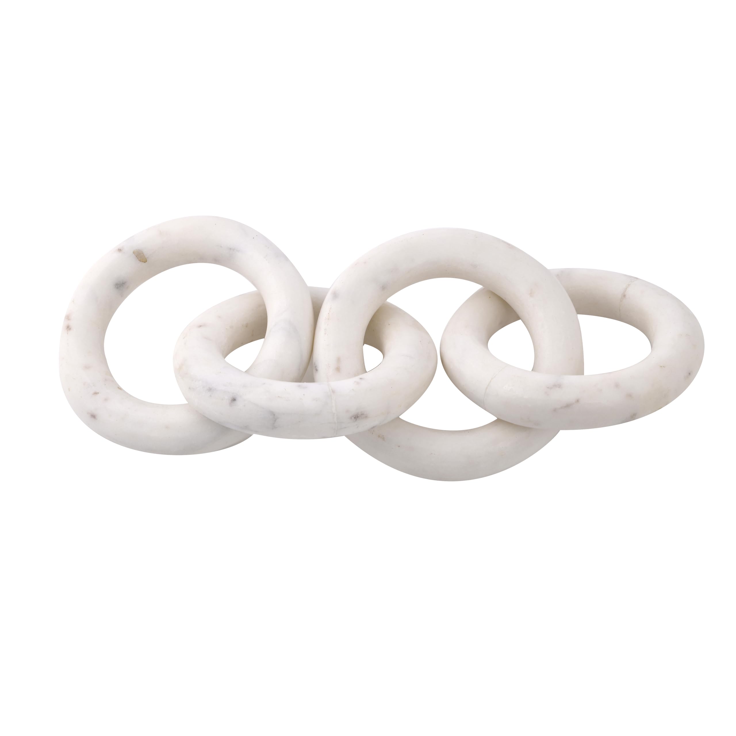 SAUDEEP INDIA Elegant 4-Link Marble Chain Link Knot- Modern Coffee Table Decor Items- Bookshelf Home Decor, Table Decorations for Living Room or Office(Circle White)