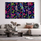VIBECRAFTS Beautiful Birds, Flowers & Butterfly 5 Pieces Canvas Wall Painting For Home | Office | Living Room | Gift (PTVC5Pcs4_8546)