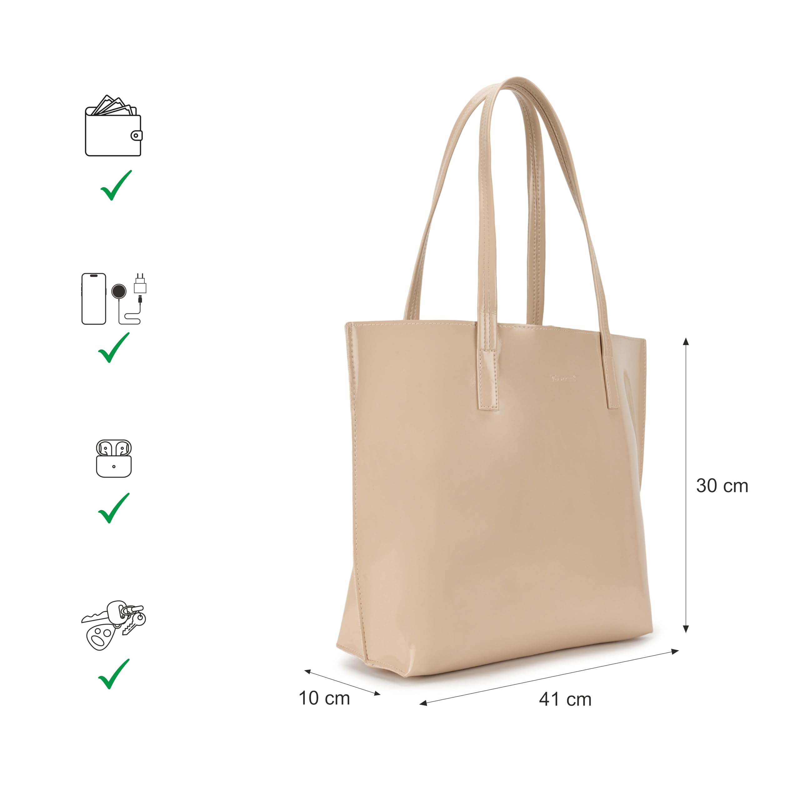 Fastrack Party Tote Bag for Women, Girls and Ladies | Fits Upto 14 Laptop | Large Tote Bag with Button Closure