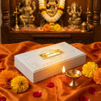 House Of Wemy Gold Plated Ram Darbar Pocket Temple for Wedding/Marriage Gift | Sri Ram, Lakshman, Sita & Hanuman Divine Prayer Boxes with Photo Frame & Charan Paduka (White - 21.3 cm)- Pack of 1