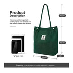 PALAY Corduroy Tote Bag for College Girls, Large Handbag