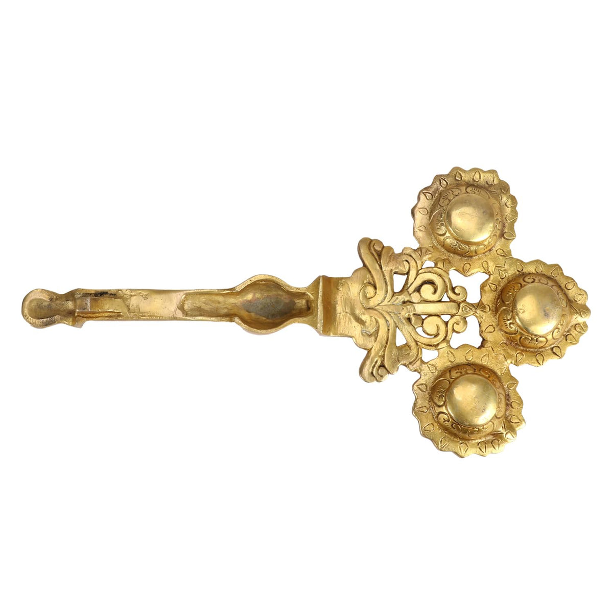 SVARUP Brass Long Handle Aarti Diya: Ideal for Pooja, Camphor/Kapoor Burning, and Table Mandir Decor.