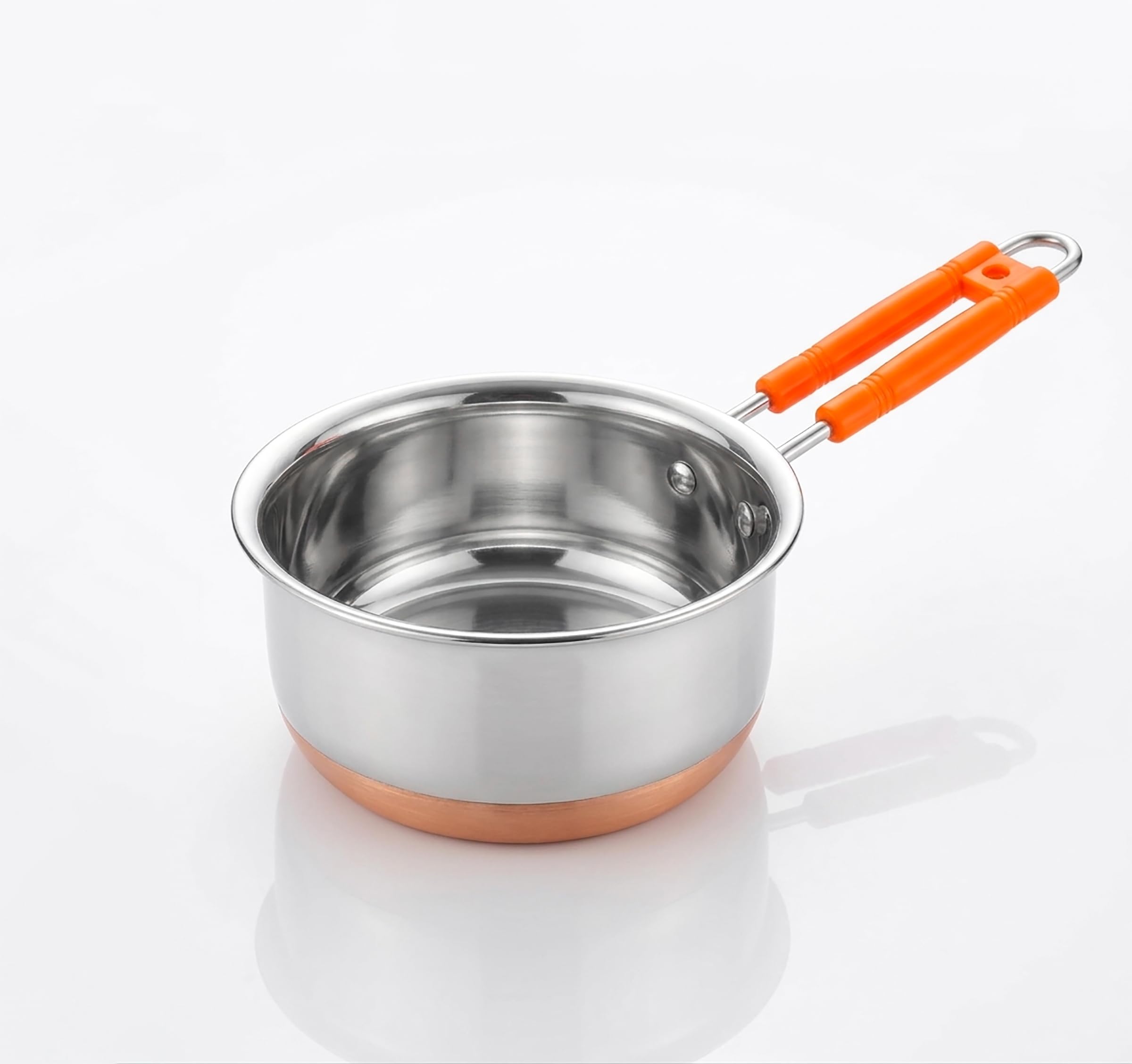 Stainless Steel 1000 ml Sauce Pan with Gas Stove Friendly Heavy Guage Copper Bottom Base Tea Pot, Tapeli, Patila & Milk Boiler with Heat-Resistant Bacelite Wire Handle