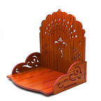 LET'S DIY Wooden Handcrafted Temple with OM Carving | Pooja Mandir with Storage Shelf & Set Top Box Stand for Home and Office (Pack of 1)