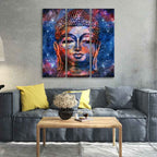 VIBECRAFTS 3 Pieces Buddha Head Canvas Wall Painting Fitted With Wooden Frame For Home | Office | Living Room | Gifts (PTVC3Pcs1_9515)