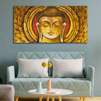 VIBECRAFTS Canvas Paintings for Living Room Drawing Gautam Buddha Meditation Wall Painting Fitted With Wooden Frame For Home | Office | Gifts (PTVCH_2544)