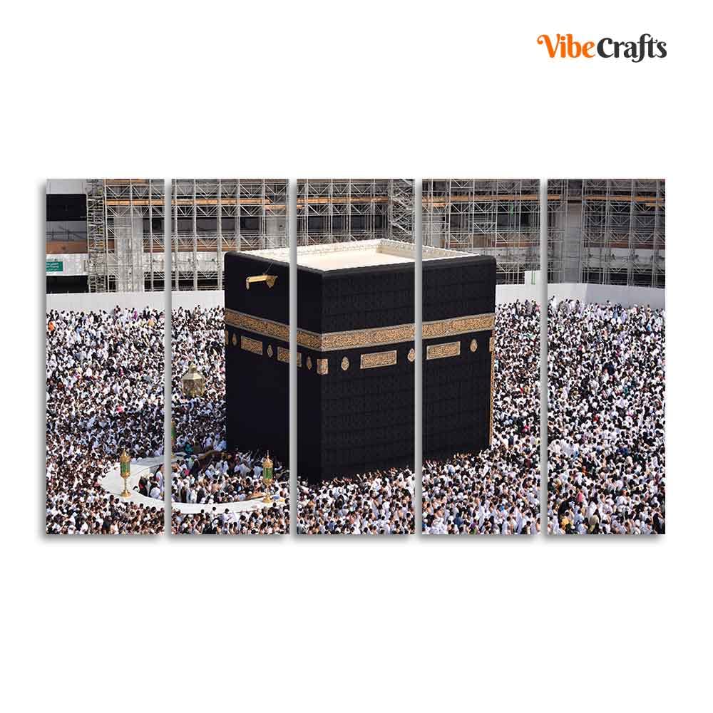 VIBECRAFTS Homcraft Kaaba Premium Wall Painting Set of Five Pieces For Home|Office|Living Room|Gift (PTVC5Pcs4_8563)
