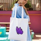 Adorvue Reusable Butterfly Minimalist Premium Tote Bag Stylish Eco-Friendly Cotton Handbags, Canvas Bags for College, Shopping, Office, Travel, Grocery Runs, Beach Day and Casual Outing Pack of 2