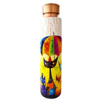 PAINTZSTORIES Rainy Day Whiskers Meena Print Copper Water Bottle | Handcrafted Tamba Bottle | Premium Copper Water Bottle for Home Décor, Office, Travel & Gifting | 900 ml
