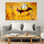 VIBECRAFTS Cranes Flying 5 Pieces Canvas Wall Painting For Home | Office | Living Room | Gift (PTVC5Pcs4_8509)