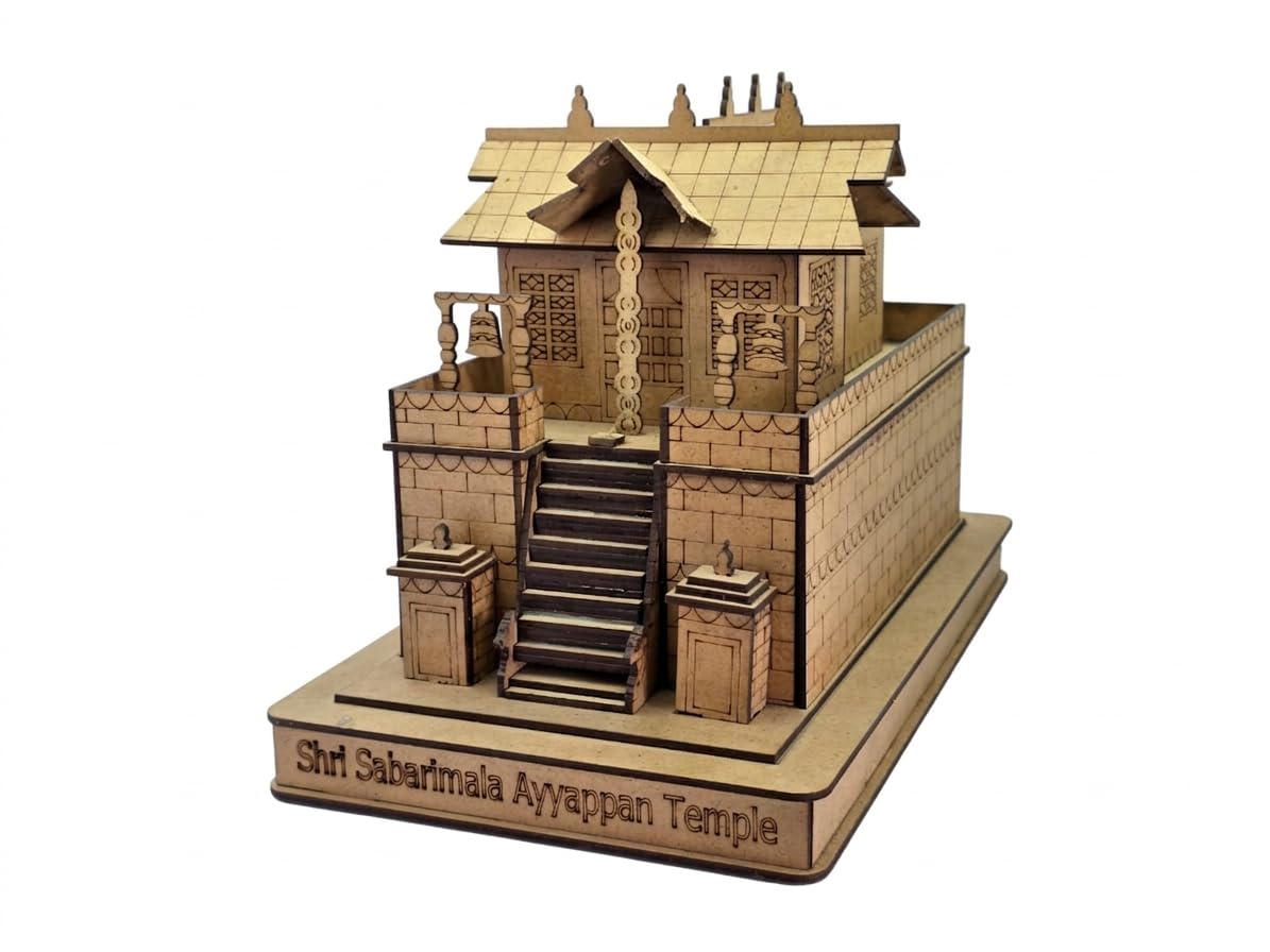Shri Sabarimala Ayyappan Temple Wooden Model, Decorative Miniature Temple Replica