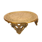 ARTVARKO Big Brass Desiner Round Table Chowki for God Idols Diya Temple Decor Puja Gift 8 Inch
