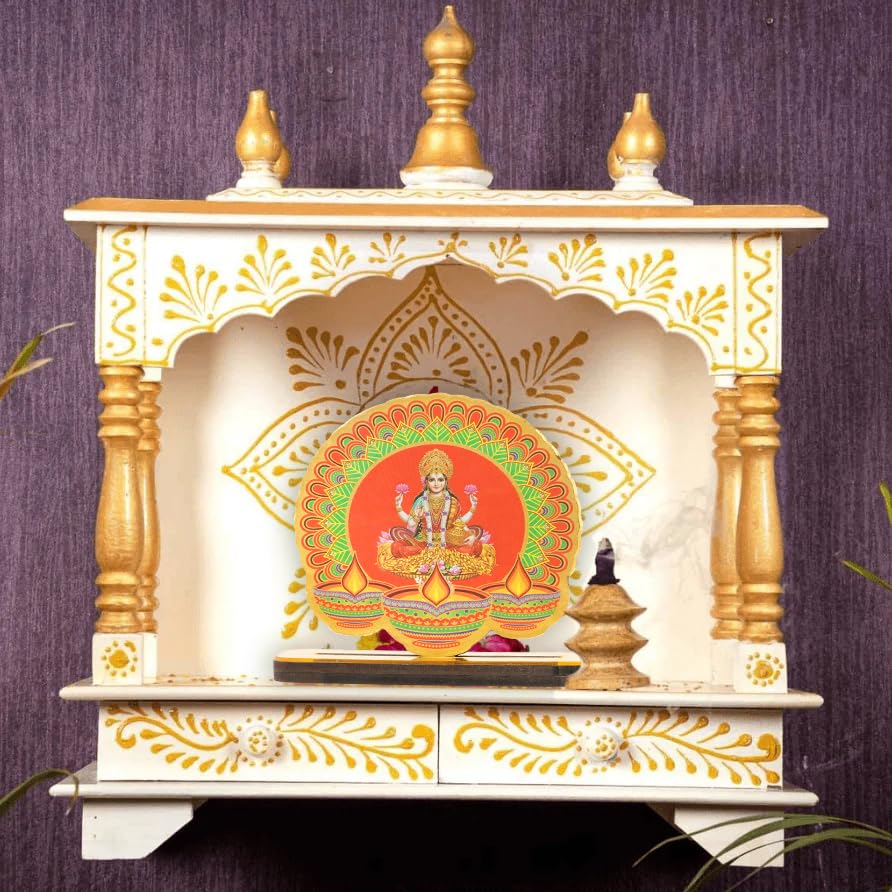 PD Craftozone Decorative Ganpati-MAA Lakshmi Cutouts for Temple and Table | Festival Home Decor for Pooja Stand, Home and Kitchen Temple and Festival Celebration | Golden