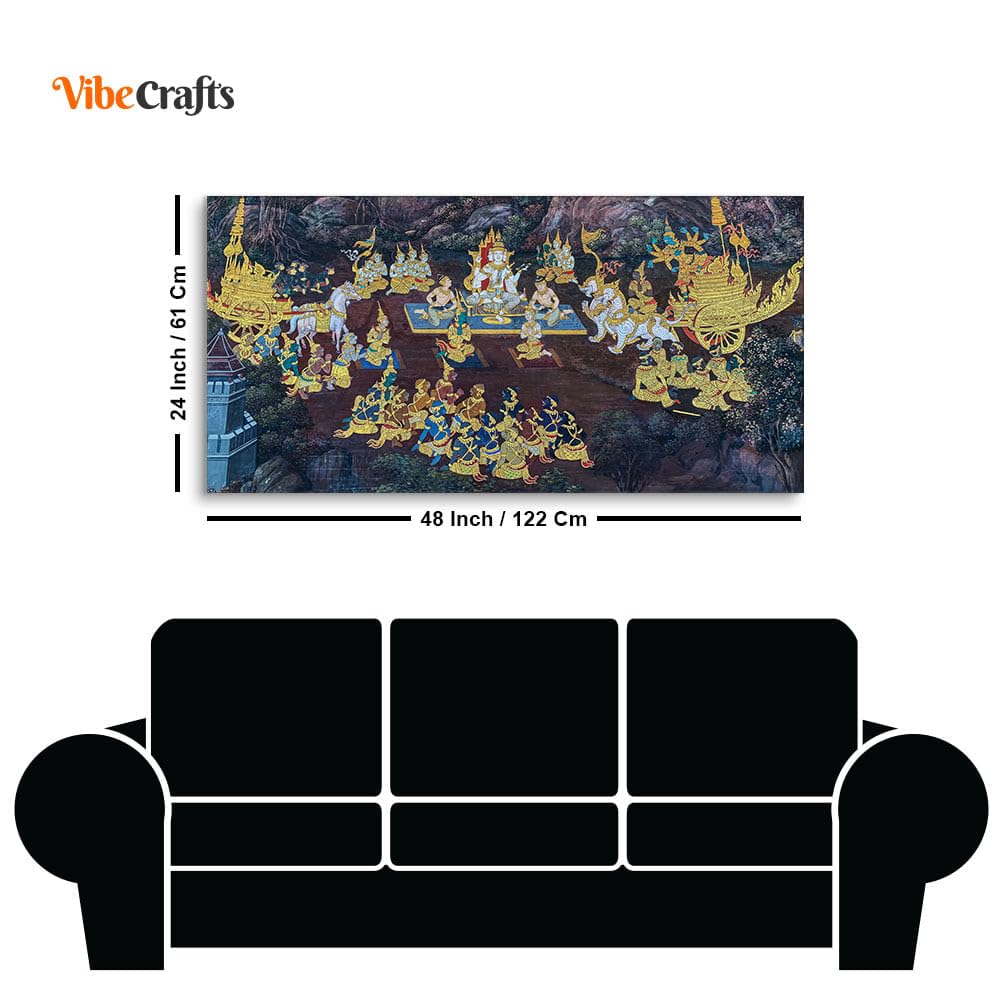 VIBECRAFTS Canvas Paintings for Living Room Drawing Room Hindus Canvas Wall Painting Fitted With Wooden Frame For Home | Office | Living Room | Gift (PTVCH_2715)