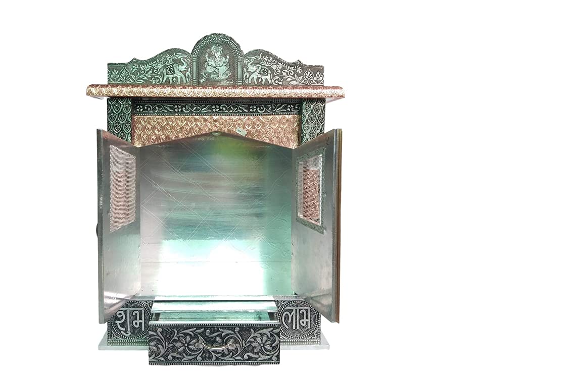 Handicrafts Big Size Wooden Mantapa for Pooja Room/Modern Mandir/Oxidise Temple for Home - 6x15 Inches