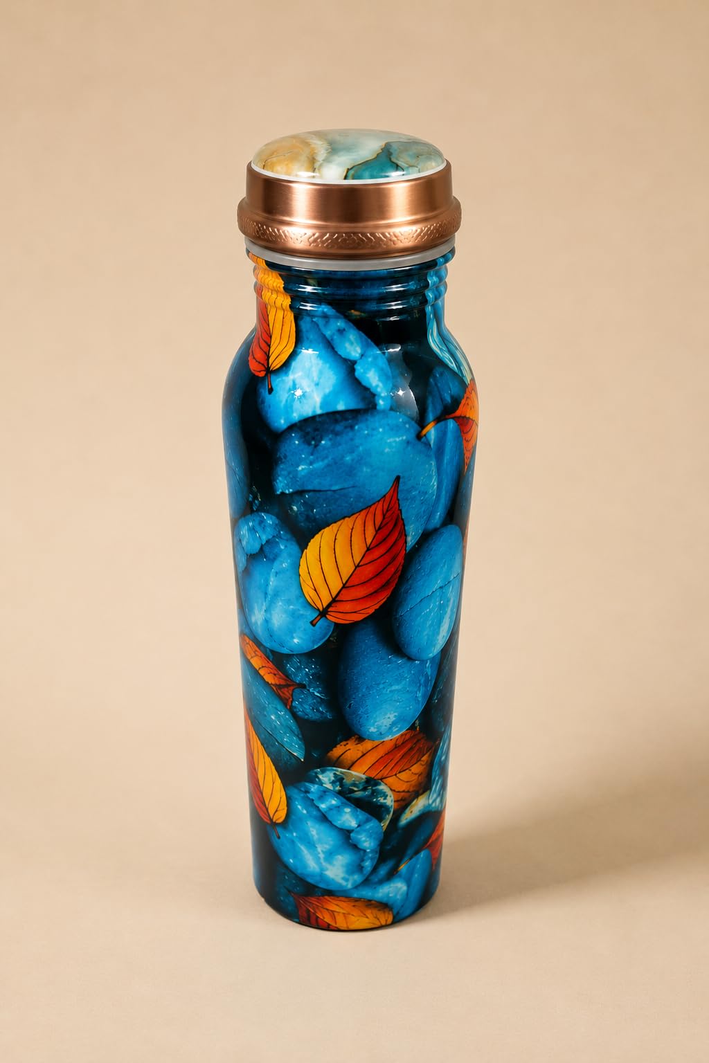 EAGLEXPRES Premium Copper Water Bottle 1 Litre Designer Printed Leakproof Copper Bottle for Drinking Water Ayurvedic Bottle for Home Office Travel Gym