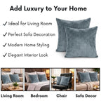 RD TREND® Cushion Cover Set of 2, Decorative Sofa Living Room Home Square Cushion Covers 18 Inch x 18 Inch, Aesthetic Corduroy Striped Double Sided (Grey)
