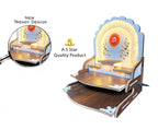 Acrylic Wooden Home Temple with Om Design, White and Brown, 26 x 29 x 36 cm, for Home and Office
