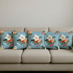AMAZE ATTIRES Velvet Cushion Cover 24x24 Inch – Set of 3 Decorative Throw Pillow Covers for Sofa, Couch or Bed – Designer Printed Square Cushion Covers – Home Decor (Blue Florall)