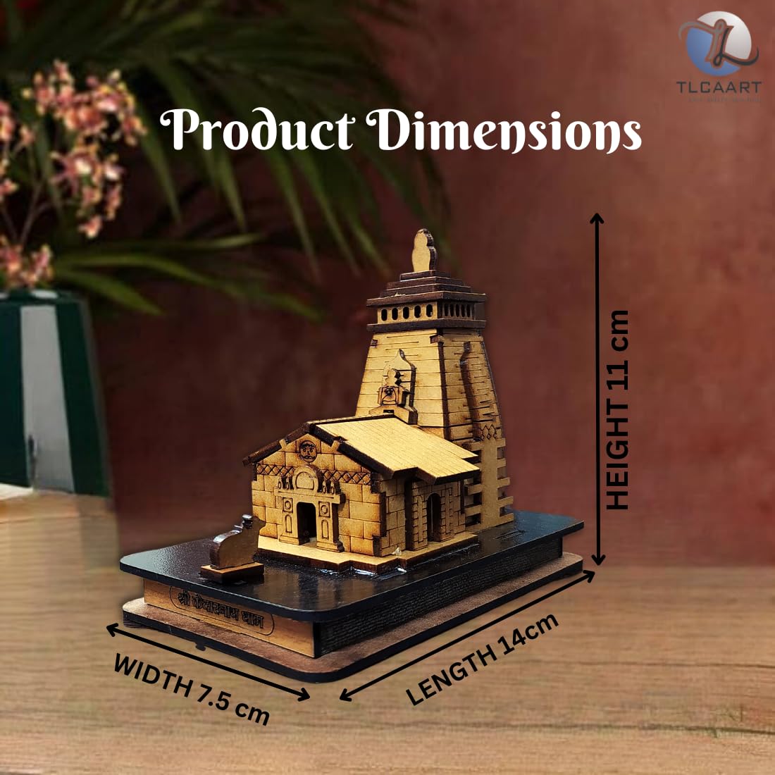 TLCAART Kedarnath Mandir | MDF Wood Temple | 3D Miniature | Decoration Wooden Showpiece for Home, Office | Size: 14 x 7.5 x 11 cms | Pack of 1