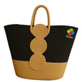 DYARCHY Women's Stylish Cotton Tote Handbag for Office, College, Travel, Vacations & Shopping (Beige-Black)