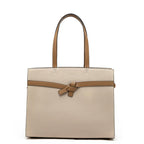 HIE Farah Tote Bag for Women & Girls - Vegan Leather Handbag with Contrast Color Handle, Metal Zip Closure, Key Holder, and Mobile Pocket - Stylish Office & Everyday Use.