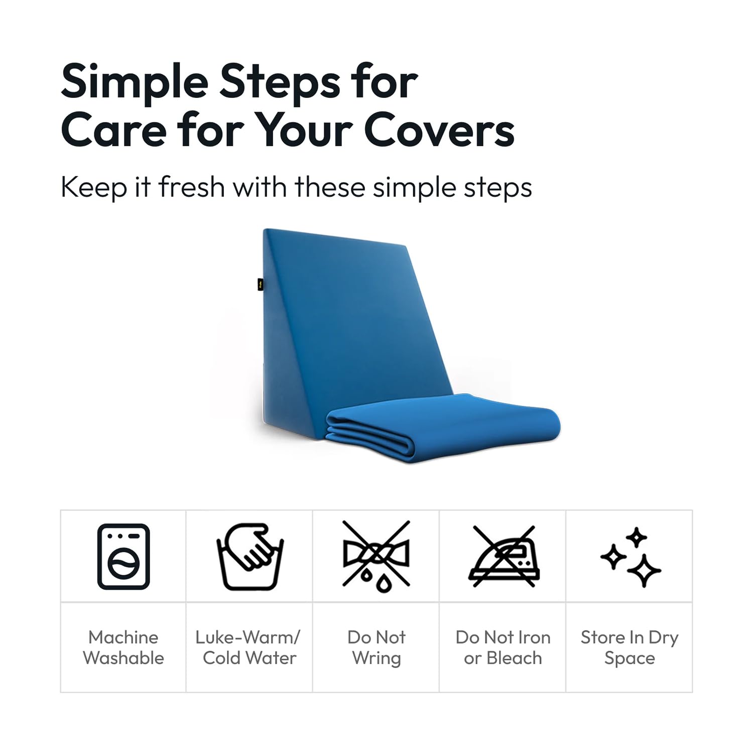 Frido Wedge Plus Cushion Cover | Ultrasoft, Breathable & Cool Pillow Cover | Aesthetic Pillow Cover for Home | Durable & Machine-Washable | Teal Blue