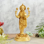 ARTVARKO Brass Lakshmi Maa Devi Idol Statue for Home Puja Goddess Laxmi Luxmi Standing Idols Showpiece for Temple 15.5 Inches