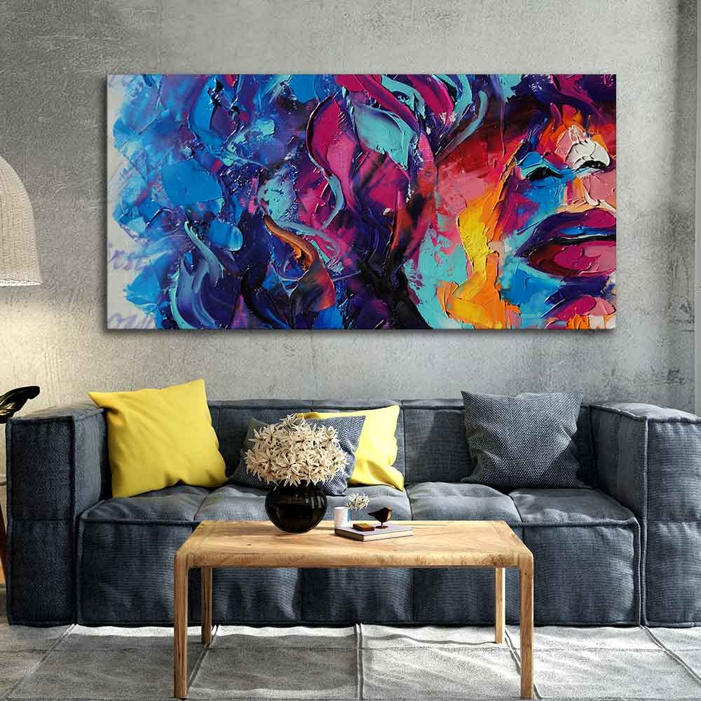 VIBECRAFTS Canvas Paintings for Living Room Drawing Room Girl Abstract Art Canvas Wall Painting Fitted With Wooden Frame For Home | Office | Living Room | Gifts (PTVCH_2506N)