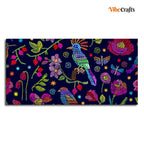 VIBECRAFTS Canvas Paintings for Living Room Drawing Room Canvas Folk Art Painting of Birds, Flowers & Butterfly for Home|Office|Gift(PTVCH_2389)